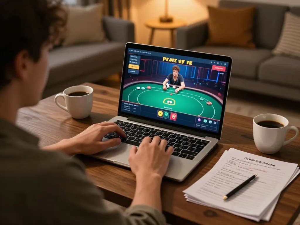 Player engaging in strategic gameplay on tr88vina poker site, showcasing responsible gaming atmosphere