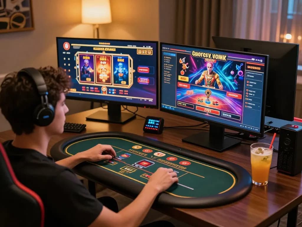 Player engages in strategic online gaming with to288 on multiple screens, creating a cozy gaming atmosphere.