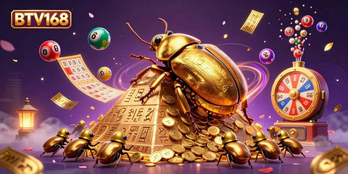 BTV168 showcases exciting lottery elements with golden coins and vibrant game dynamics.
