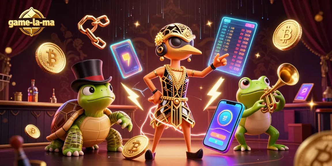Engage in exciting gameplay with game-la-ma, showcasing a whimsical casino scene featuring vibrant characters.