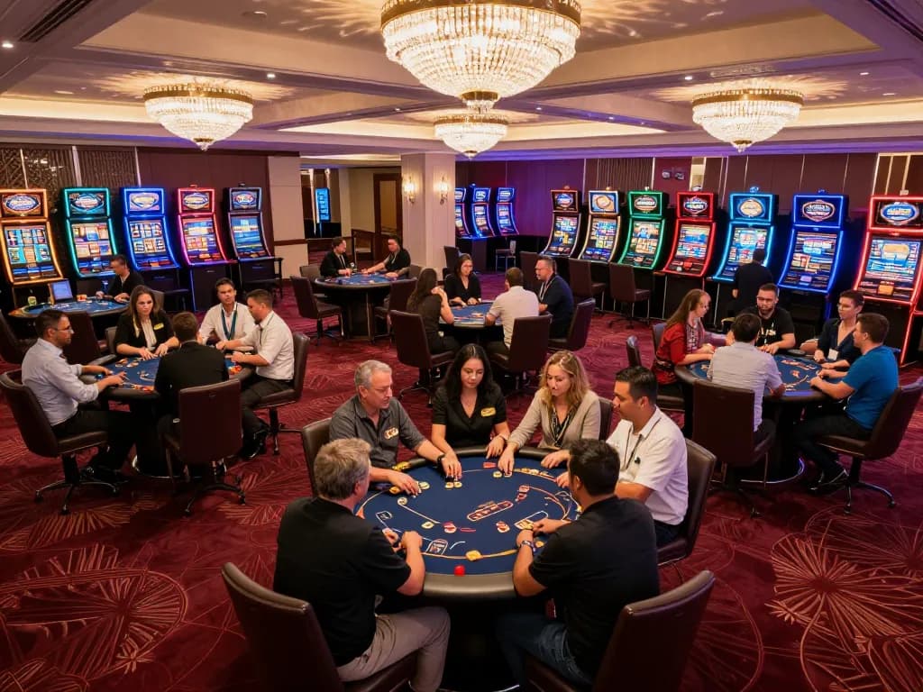 Players enjoying a riveting session at Go 88 poker tables in a luxurious casino setting.