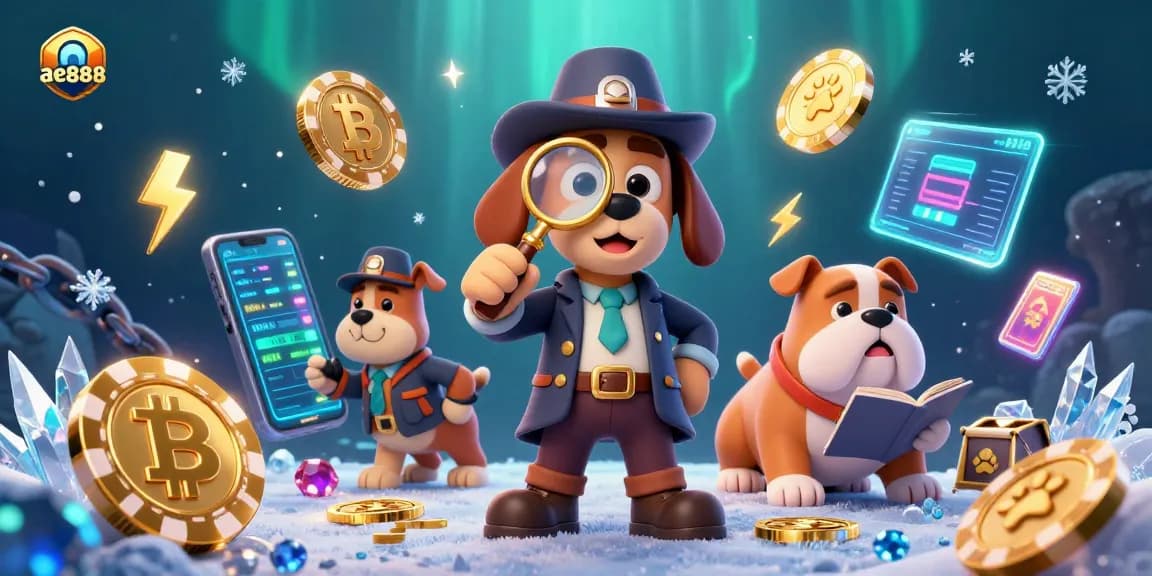 Win big at ae888 with an engaging scene showcasing a detective uncovering poker chip treasures.