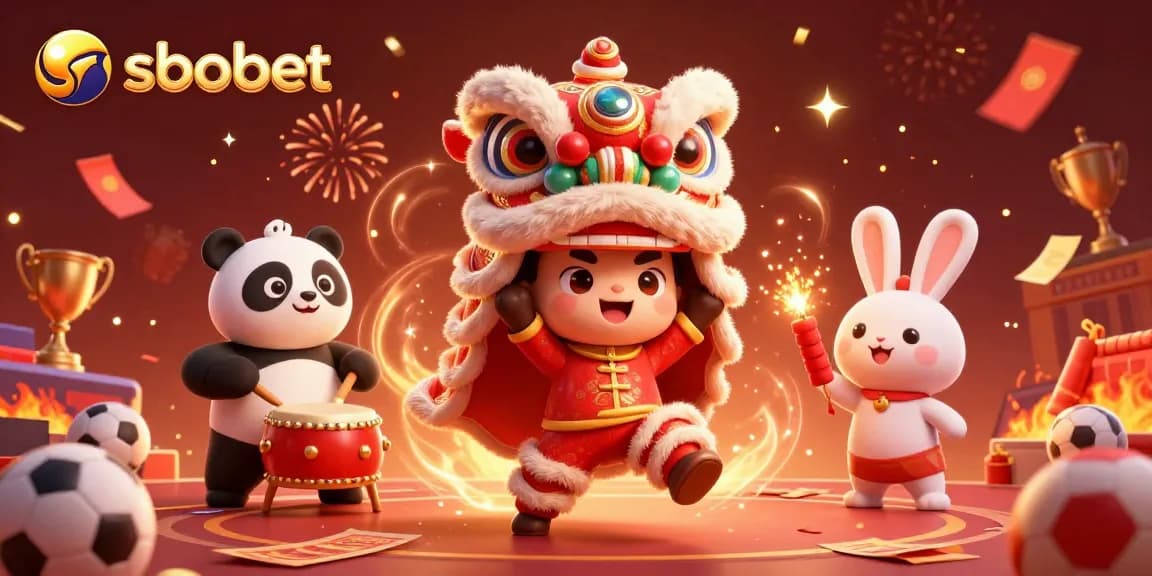 Engage with sbobet for thrilling sports betting action featuring festive characters and vibrant decorations.
