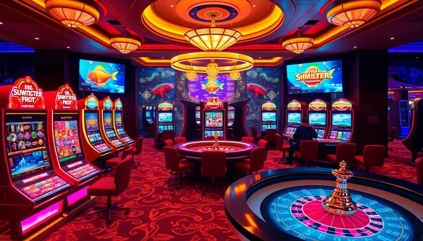 A player spins the reels at https://78wintl.org/ amidst a buzzing casino floor filled with vibrant games.