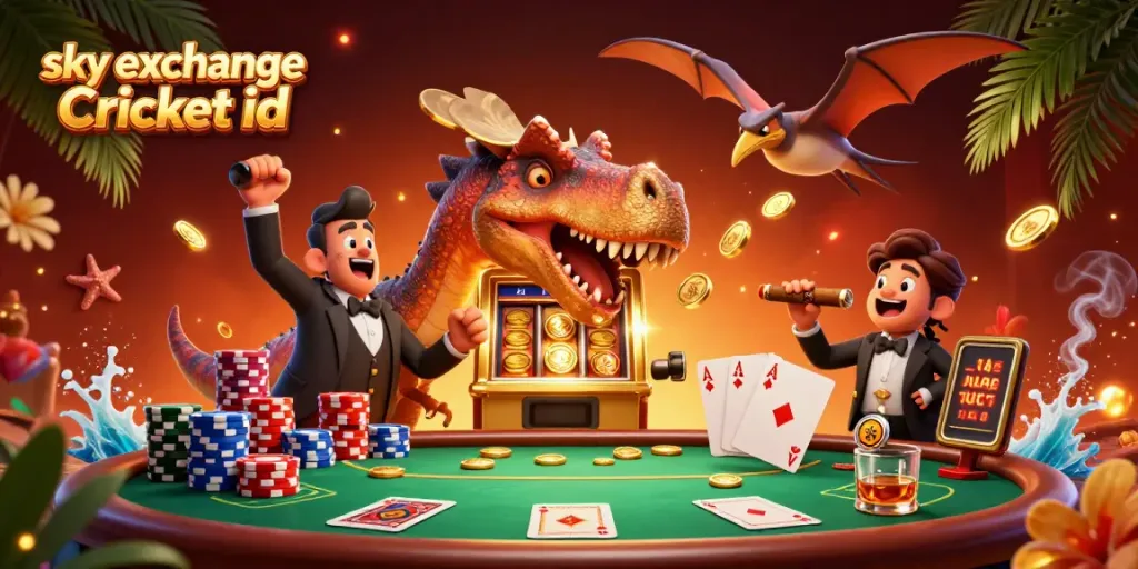 Experience thrilling bets with sky exchange Cricket id in a vibrant casino scene.