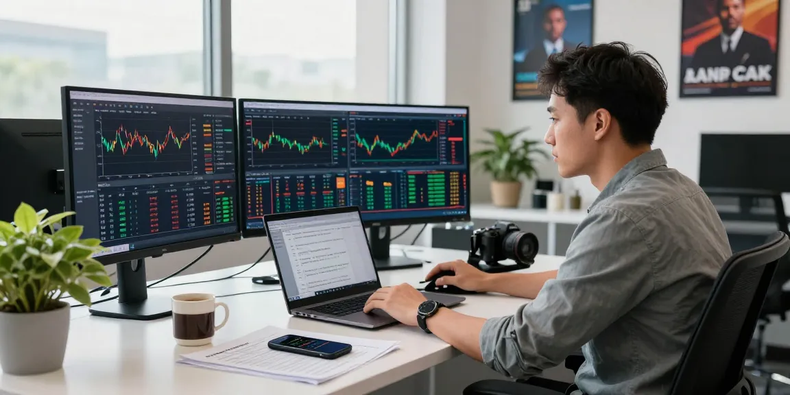 Analisis perdagangan kakakjudi di kantor modern dengan trader fokus pada grafik pasar.