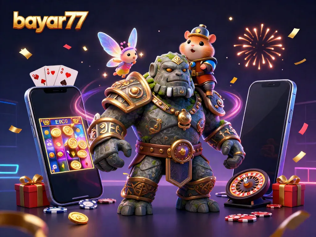 Engage in thrilling gameplay with bayar77, featuring mystical characters and vibrant casino elements.