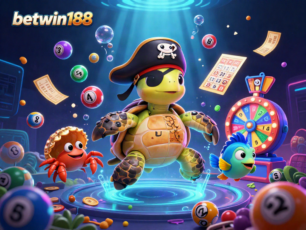 Engage with betwin188 through an exciting lottery scene featuring vibrant characters and dynamic game elements.