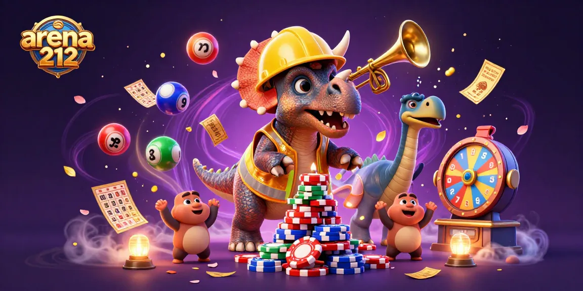 Menyaksikan arena212 yang dipenuhi bola lotere berwarna-warni sambil triceratops merangkai chip poker.