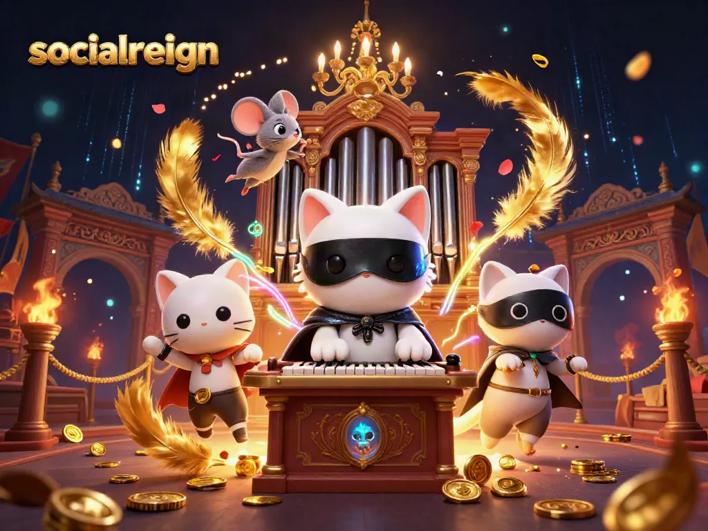 Experience the thrill of socialreign as a phantom cat performs at a vibrant casino scene.