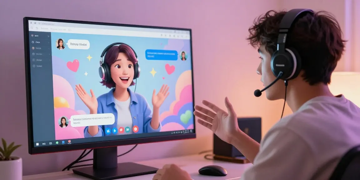 User enjoying AI NSFW chat interaction with vibrant character on a sleek digital interface.