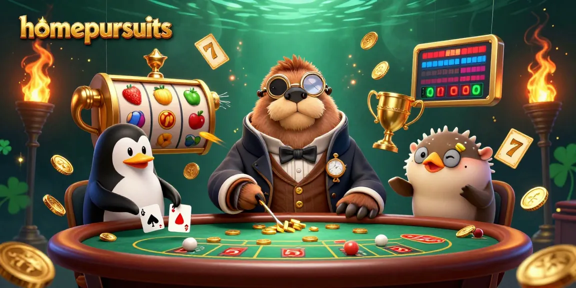 Menangkan permainan slot di homepursuits dengan ilustrasi ceria walrus, dealer penguin, dan pemain pufferfish.