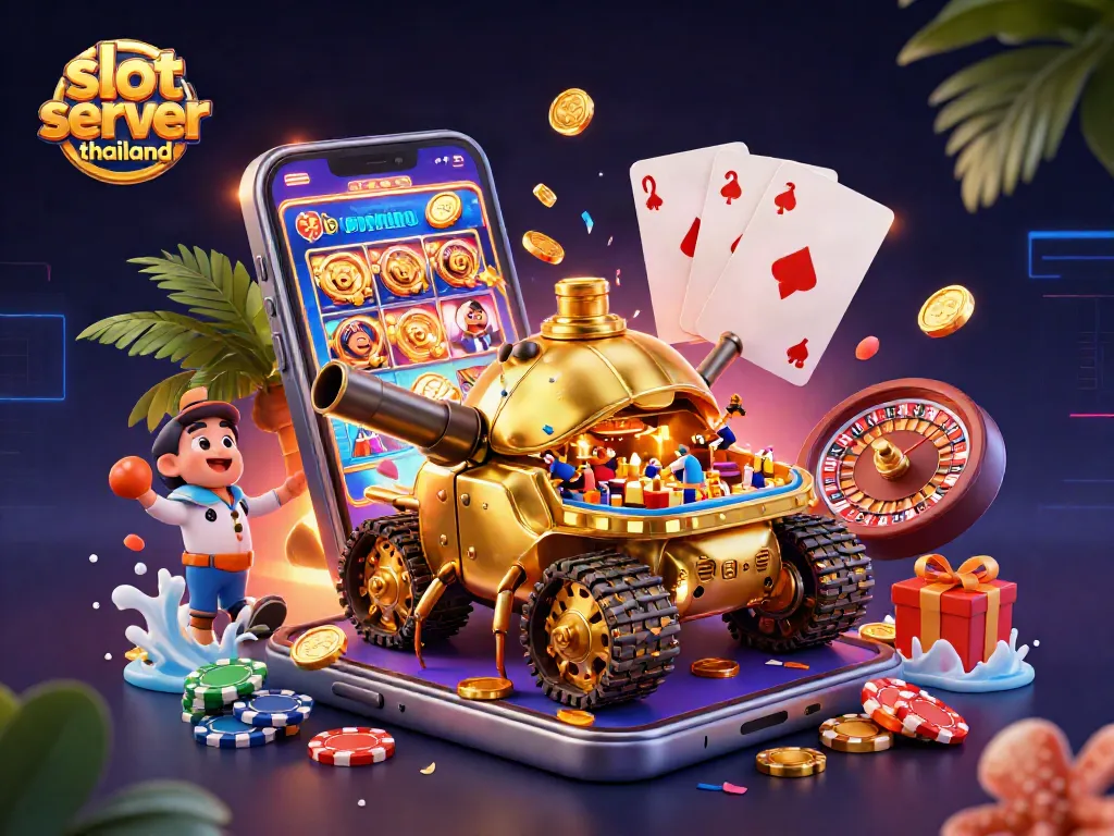 Experience the thrill of slot server thailand with a vibrant casino scene inside a golden beetle tank.