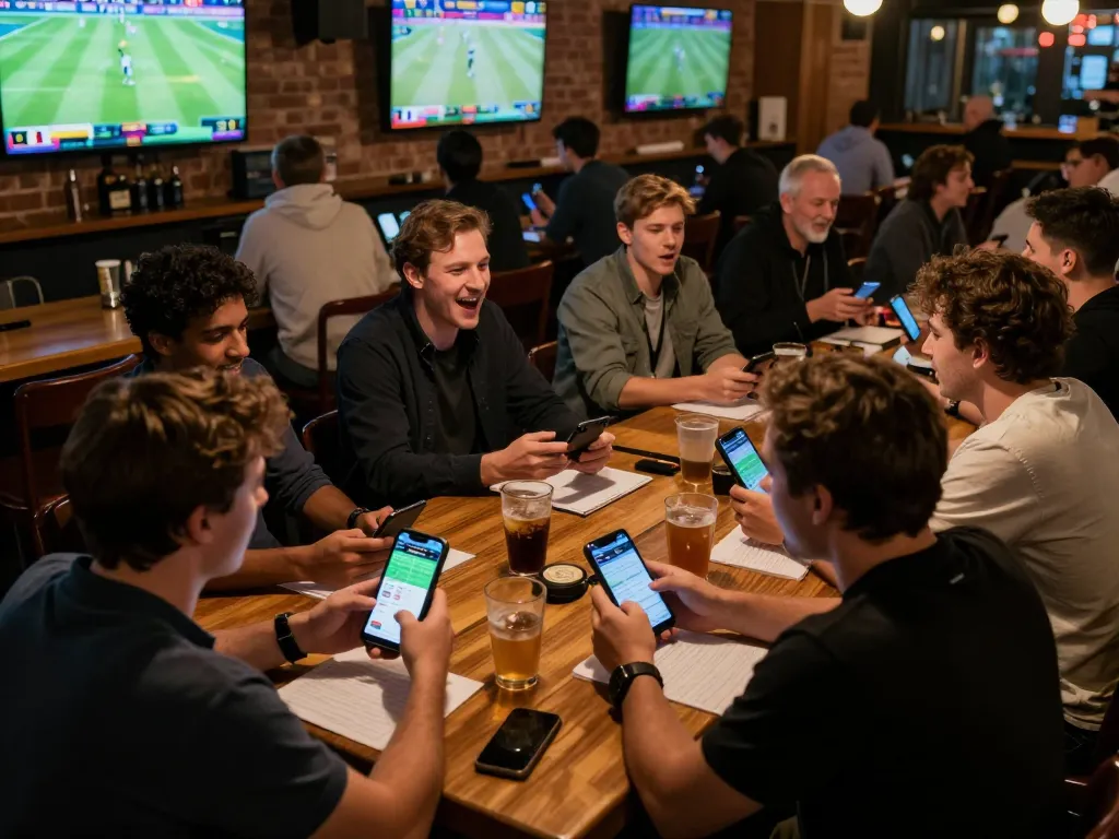 Soi kèo enthusiasts analyzing bets during an exciting sports viewing event