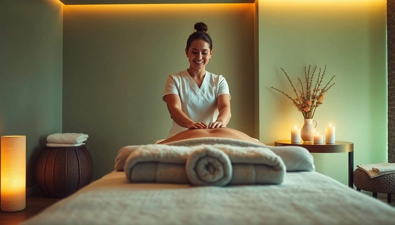 Relaxing scene of 동탄출장마사지 with a young therapist and serene atmosphere.