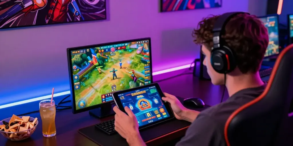 Engaged player exploring lotus365 mobile gaming with vibrant graphics and modern ambiance.