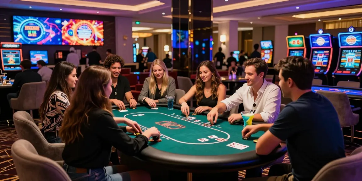 Exciting gaming atmosphere at iwin casino with friends playing poker