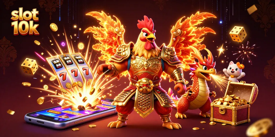 Experience slot 10k excitement with a dynamic 3D cartoon casino scene featuring unique characters and jackpot elements.