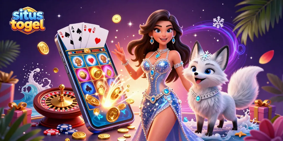 Experience excitement at situs togel with a stunning casino-themed illustration featuring vibrant game elements.
