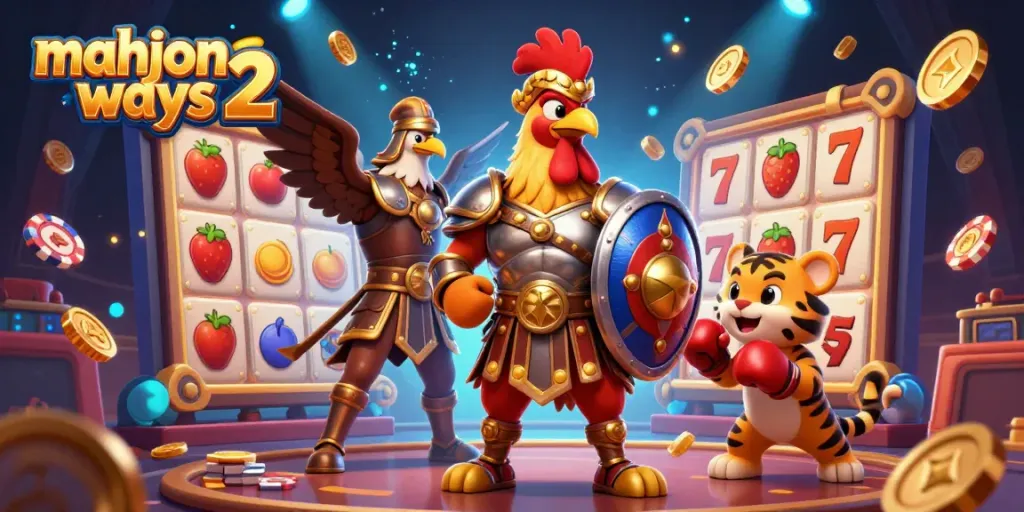 Experience the excitement of mahjong ways 2 with a vibrant casino scene featuring dynamic slot elements and playful characters.