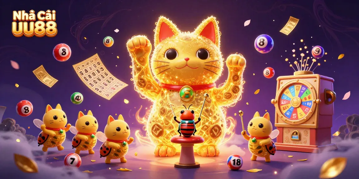 Experience luck with Nhà cái uu88 in this vibrant, dynamic casino-themed illustration featuring a lucky cat!