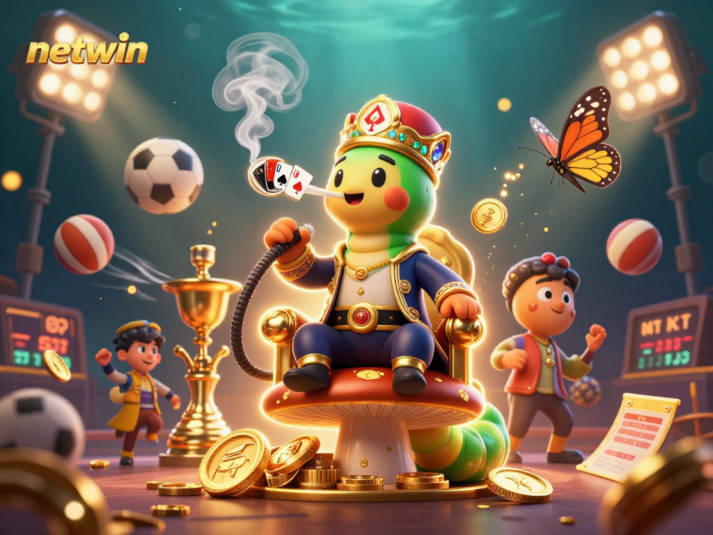 Experience online betting excitement with netwin through a vibrant 3D casino illustration.