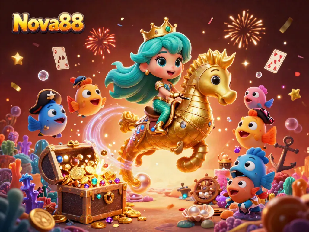 Engage with Nova88's vibrant online casino experience featuring a magical underwater scene.