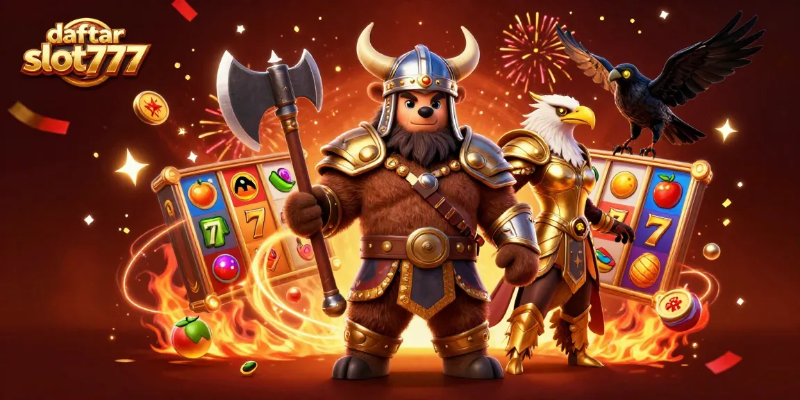 Engage in the excitement of daftar slot777 as a Viking berserker and Valkyrie eagle surround slot machines and jackpots.