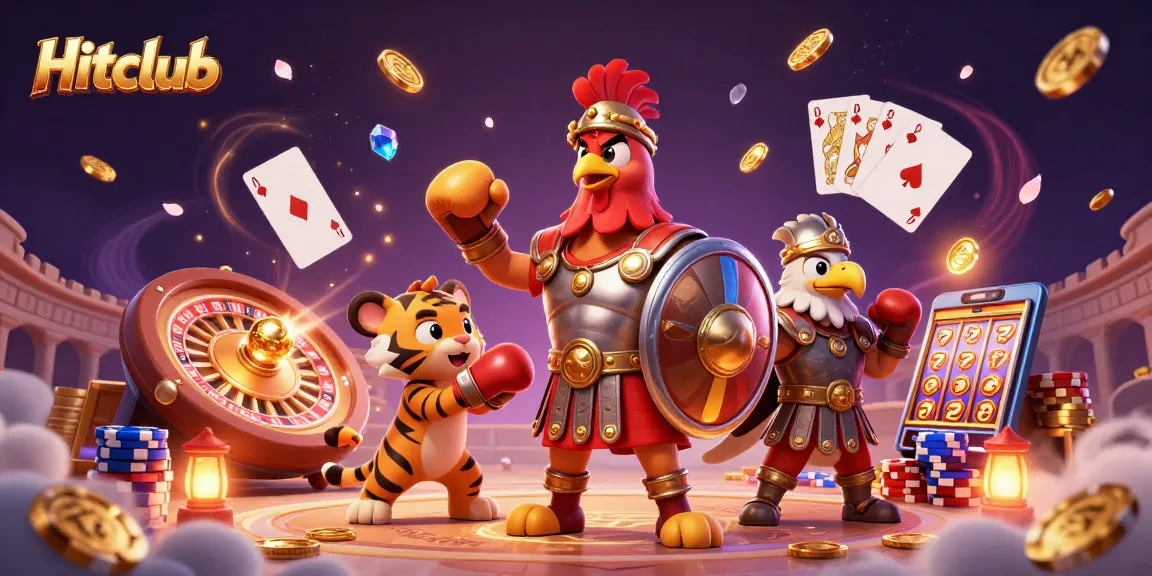 Experience Hitclub's thrilling gaming with vibrant 3D characters in a captivating casino scene.