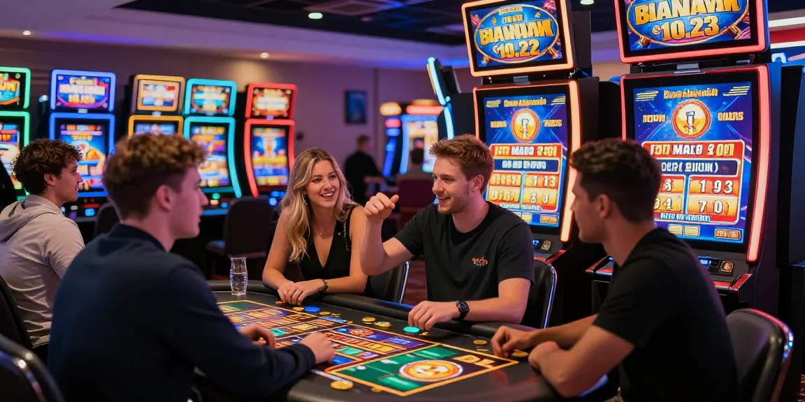 Exciting scene from https://palacetrust.org.uk/ featuring players engaging with bonus buy slot machines in a vibrant casino environment.