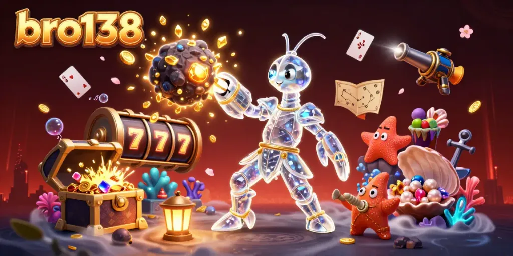 Engage in thrilling gameplay with bro138's dynamic slot machine action amidst stunning underwater treasures.
