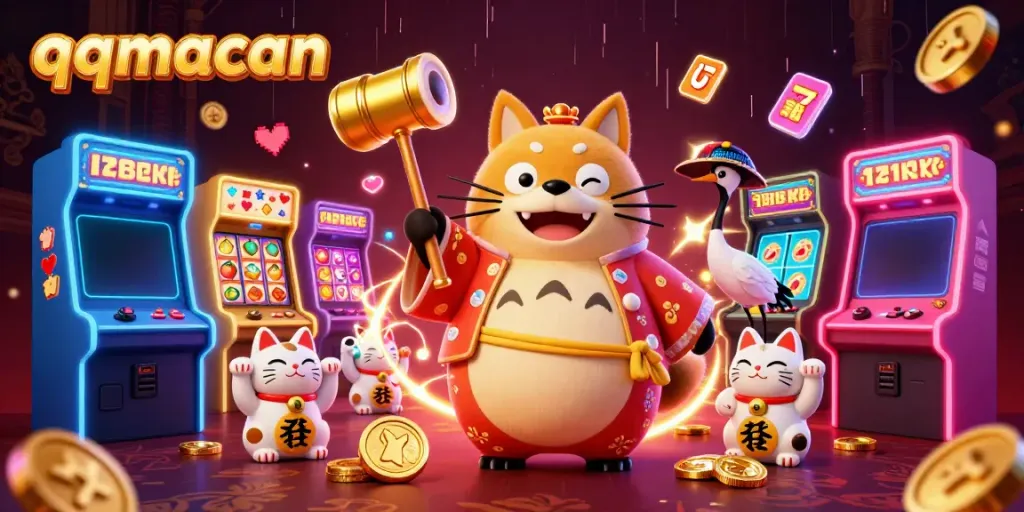Experience the colorful world of qqmacan where the cheerful tanuki and crane celebrate wins on vibrant slot reels.