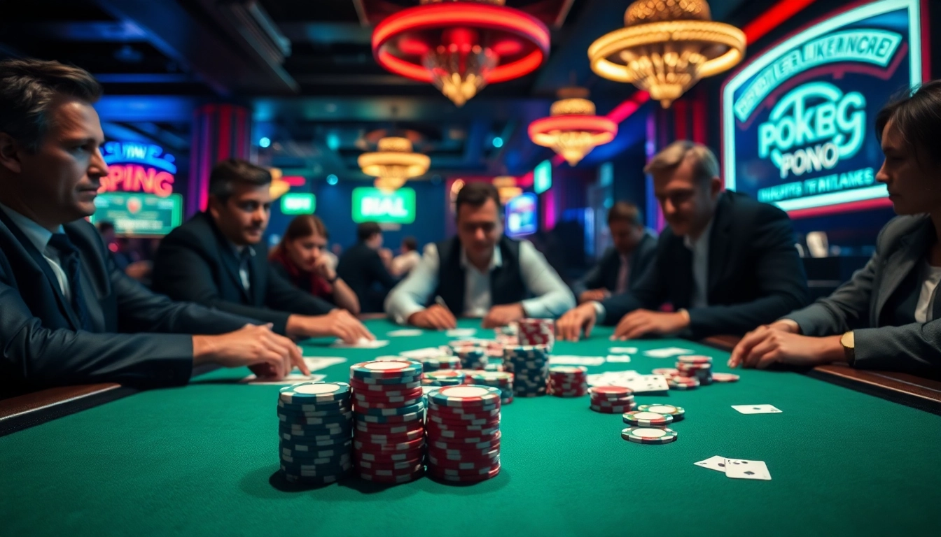Engaged players strategizing during a Poker Game at a vibrant casino table.