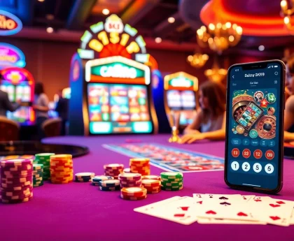 Exciting BK8 casino gameplay featuring vibrant tables, chips, and seamless mobile app experience.
