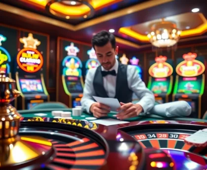 Experience high stakes at KUWIN's professional gaming tables featuring lively casino action.