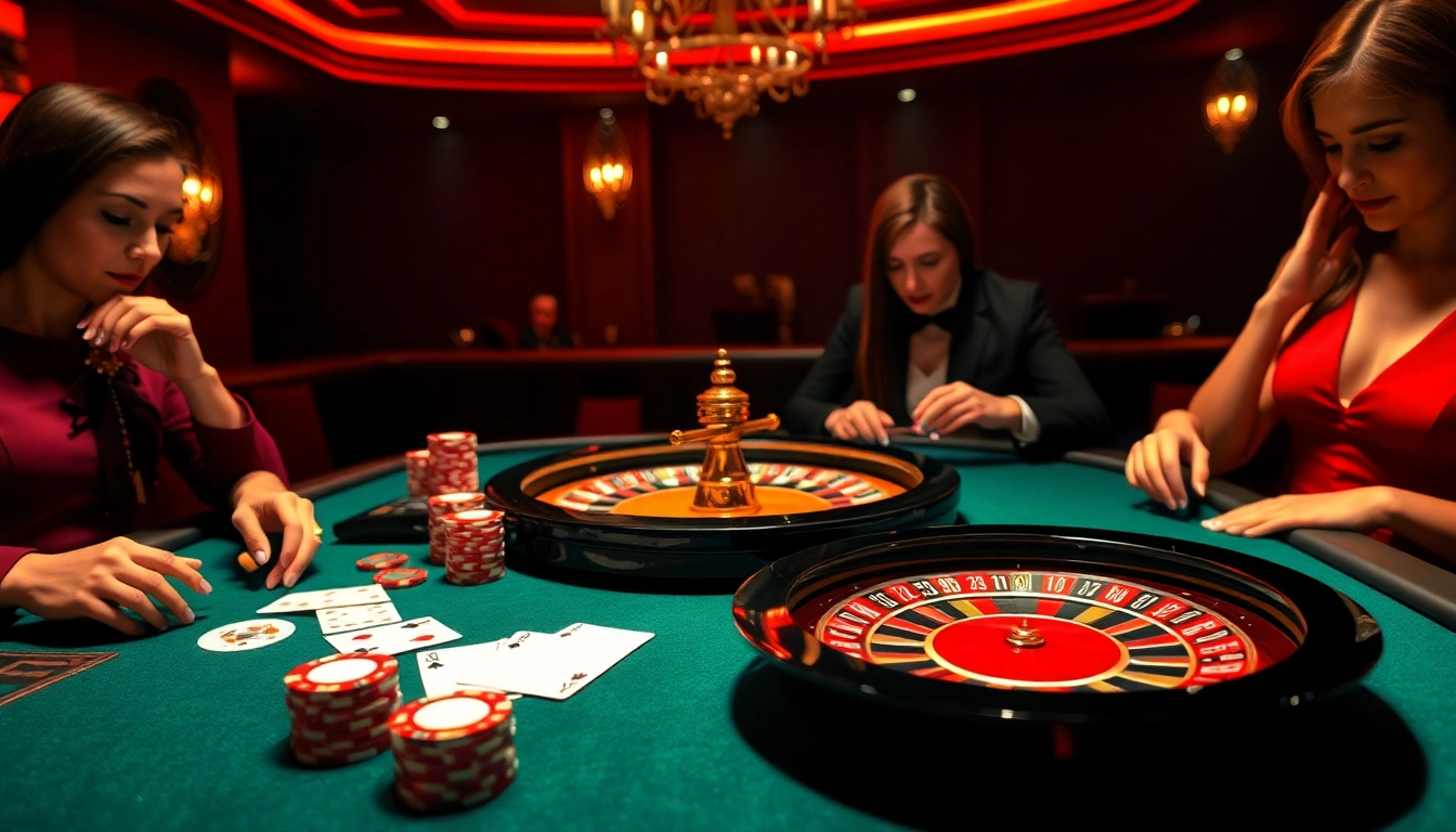 Players engaging with 7C77 casino games, showcasing excitement and luxury.