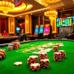 Track pengeluaran china with excitement at a vibrant casino poker table filled with chips.