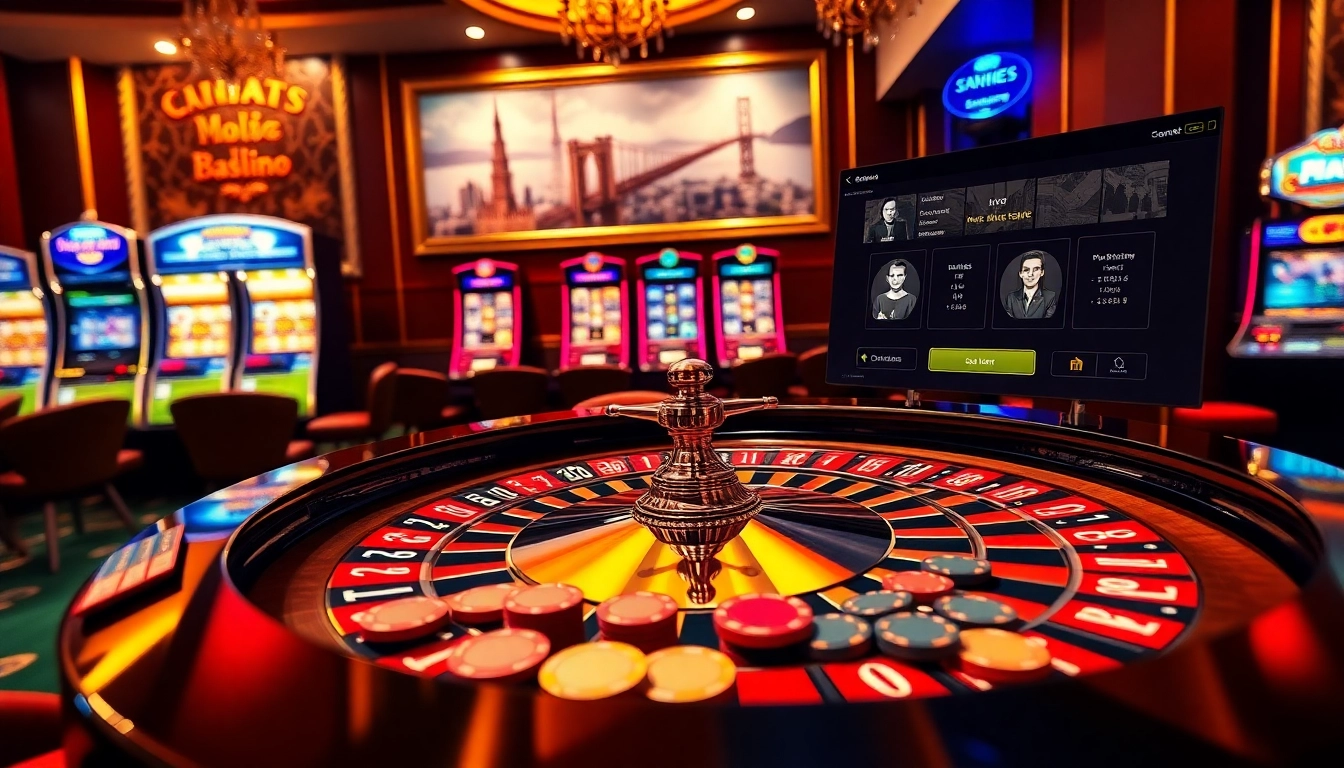 KJC enhances the thrill of gaming with a vibrant casino scene featuring roulette and interactive digital elements.