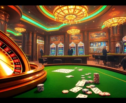 Players enjoying thrilling casino games at 555win featuring roulette, poker, and slot machines.