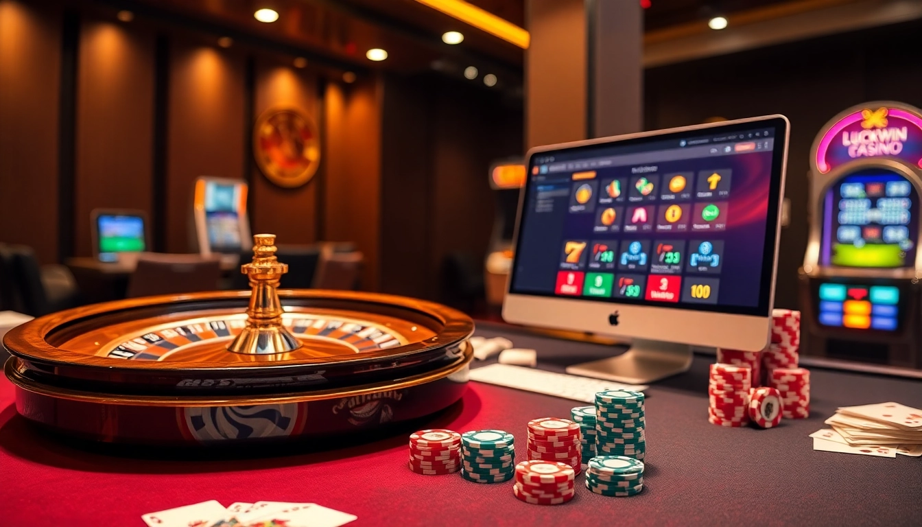 Engage with the Luckywin online casino through an inviting visual of vibrant games and winning opportunities.