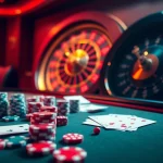 Experience RR88's vibrant casino atmosphere filled with poker chips, cards, and a spinning roulette wheel.