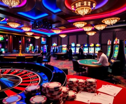 Engaged gamblers at a luxurious casino table with 88i branding, highlighting exciting gaming moments.
