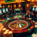 Players enjoying a thrilling casino experience featuring J88 branding on poker chips and betting tables.