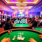 Players engaging with slot machines in a vibrant casino scene, highlighting the thrilling essence of gambling at dn88.