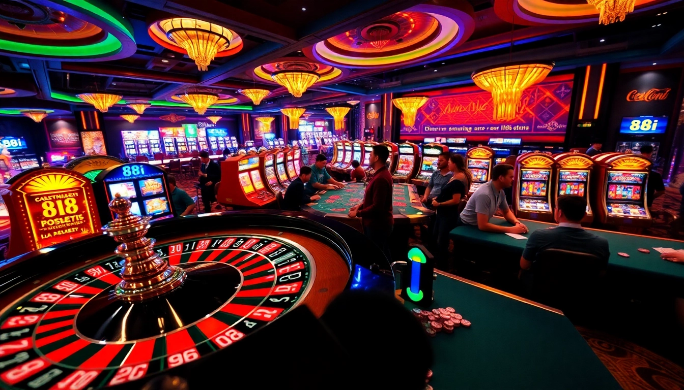 Exciting moment at 88i casino with players enjoying roulette and poker games.