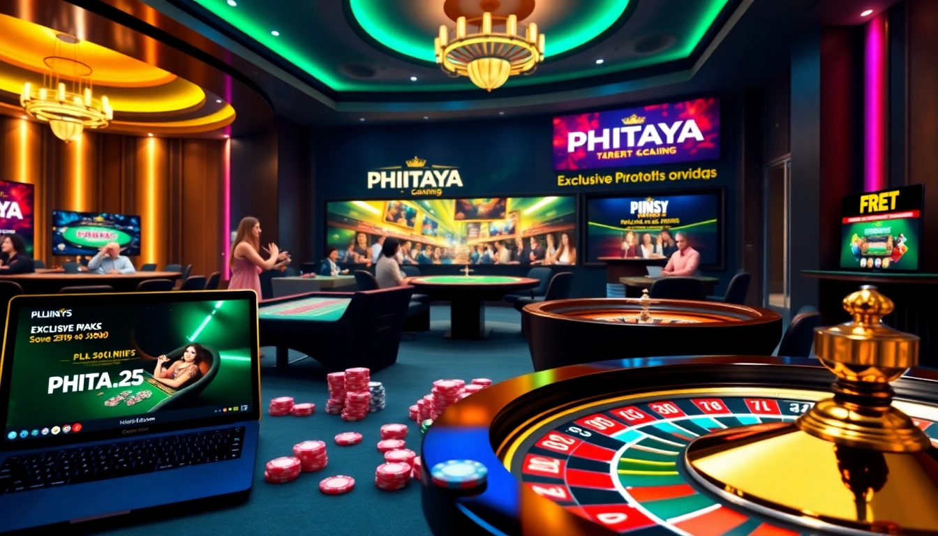 Players engaging with PHTAYA's online gaming platform featuring exclusive promotions and vibrant casino elements.