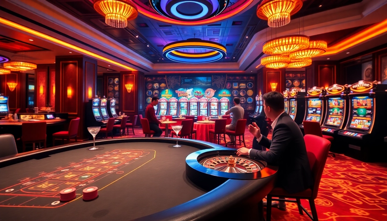 Experience the excitement of XX88 with vibrant poker tables and engaging slot machines.