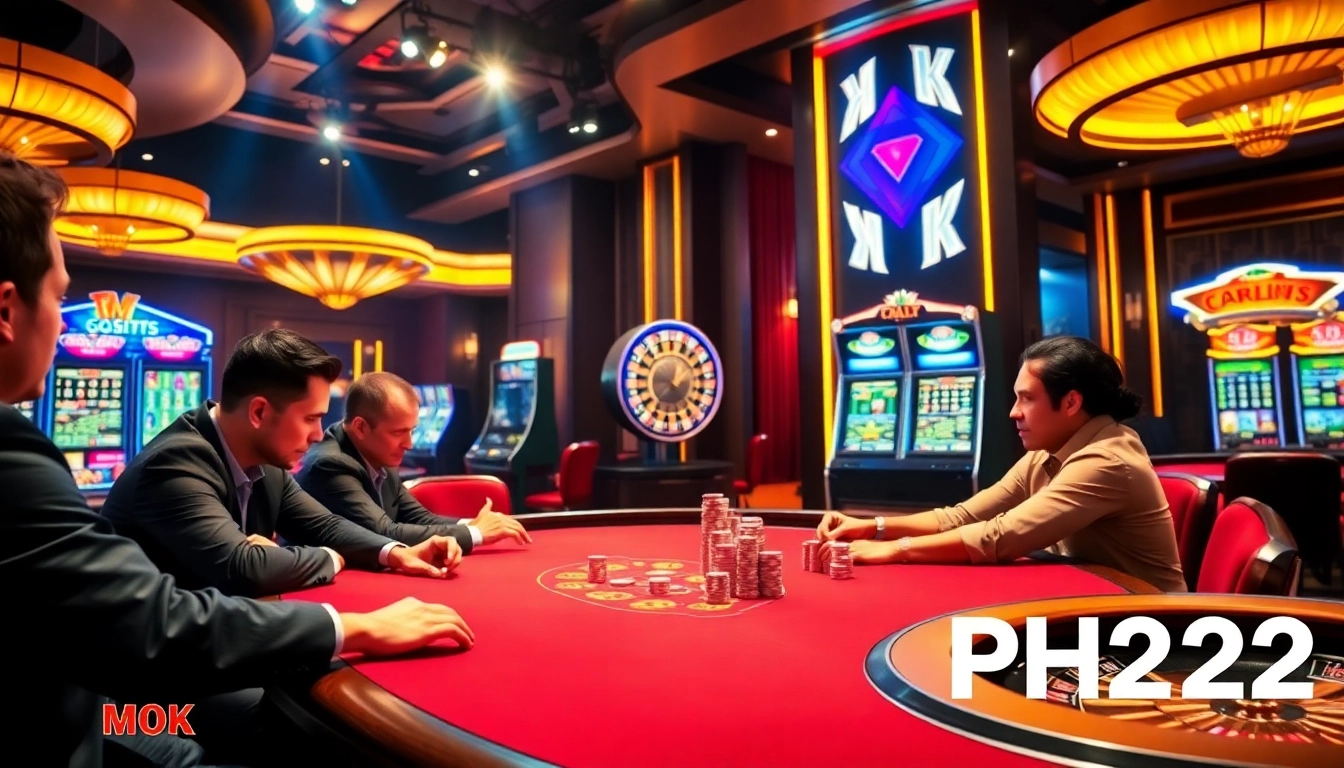 Players engaged in thrilling games at PH222 casino, highlighting excitement and high stakes.