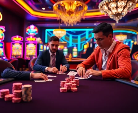 Players strategizing at a blackjack table in a luxurious casino setting at 88i com.