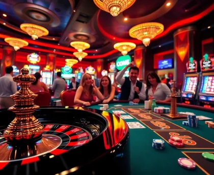 Experience the thrills of casino gaming with go8 roulette wheels and vibrant slot machines.